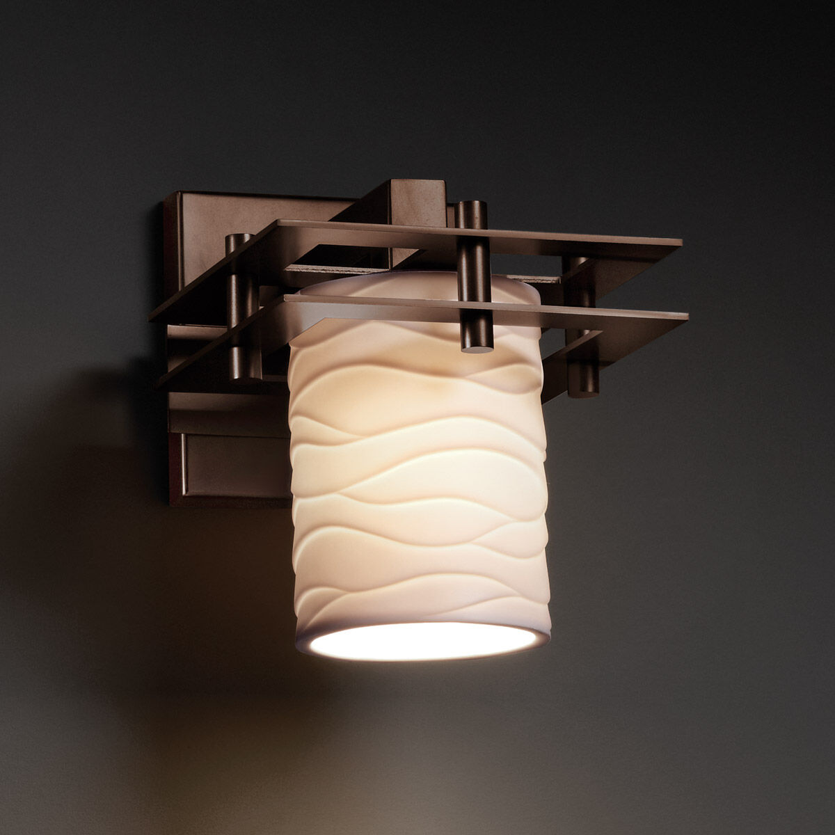 Metropolis 1 Light 6.5 inch Dark Bronze Wall Sconce Wall Light in Waves, Incandescent