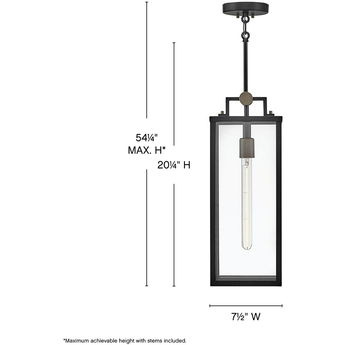 Catalina 1 Light 7.5 inch Black with Burnished Bronze Outdoor Hanging