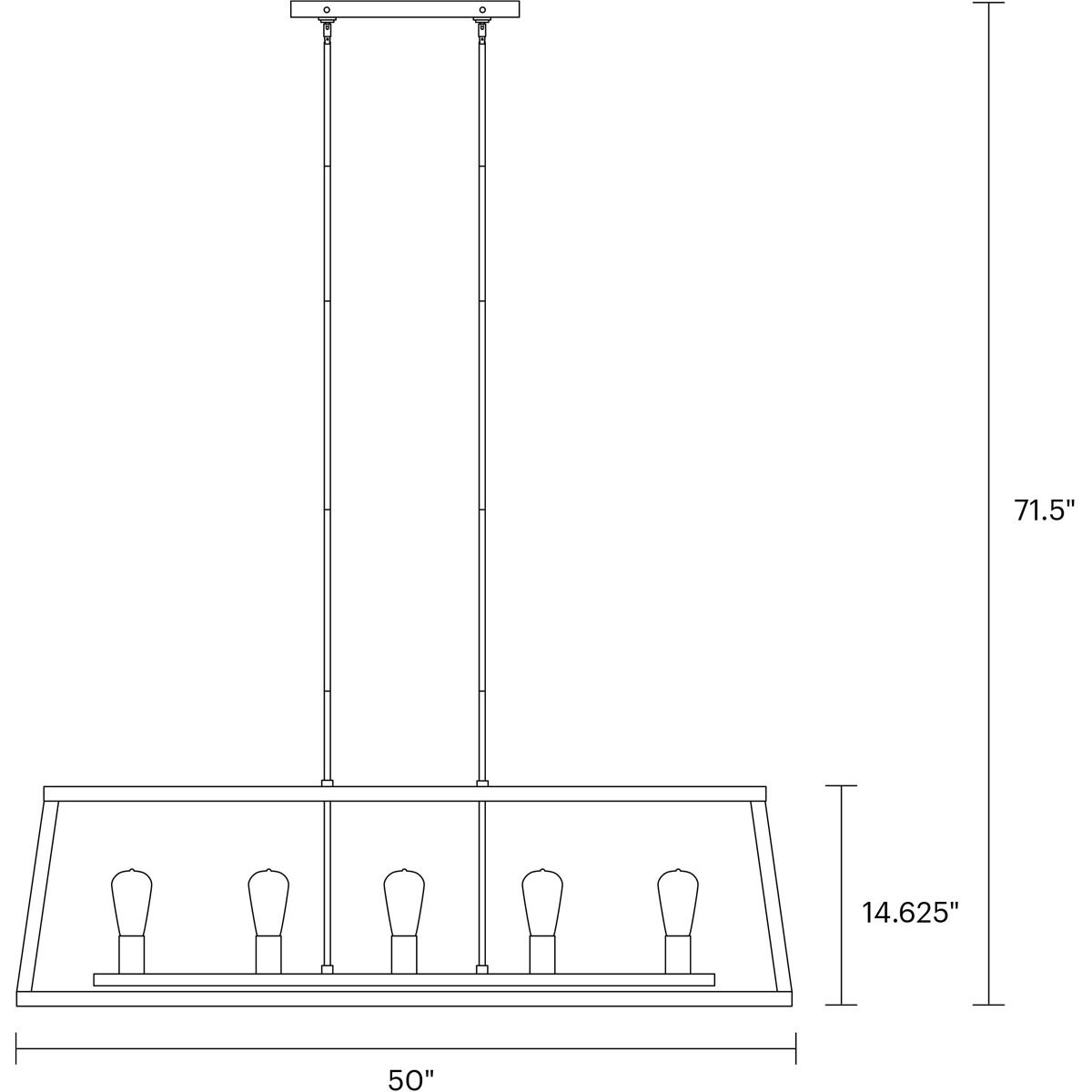 Sean Lavin Gannet 5 Light 50 inch Weathered Oak Wood / Antique Forged Iron Linear Chandelier Ceiling Light