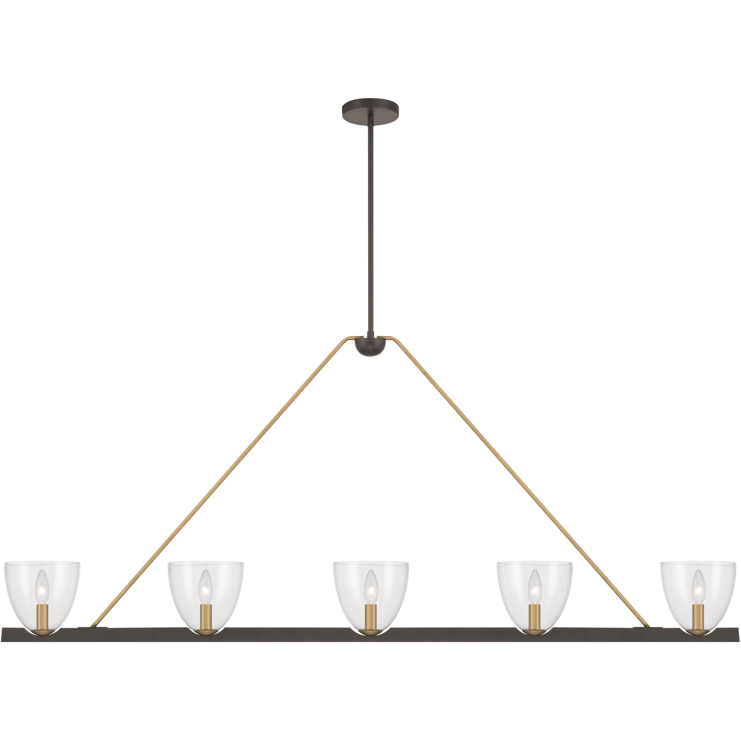 Noellea 5 Light 61 inch Dark Bronze and Legacy Brass Linear Chandelier Ceiling Light