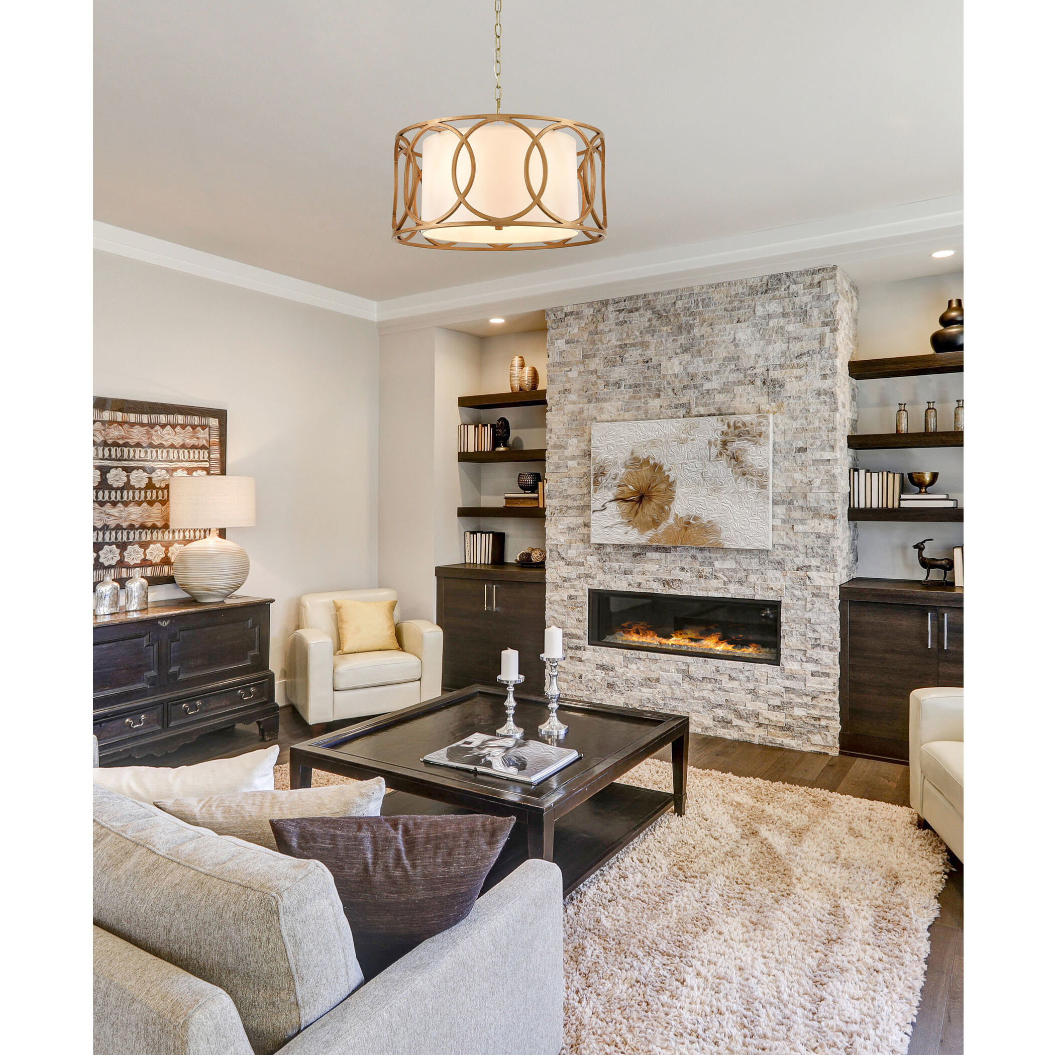 Ringlets 4 Light 22 inch Matte Gold Chandelier Ceiling Light