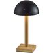 Nash 12 inch 1.50 watt Black and Natural Wood Cordless Table Lamp Portable Light