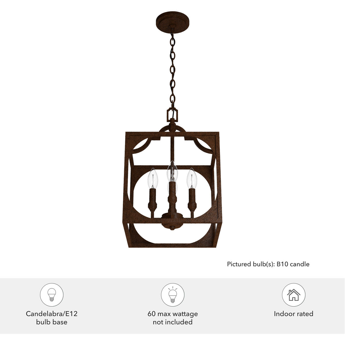 Highland Hill 4 Light 12 inch Textured Rust Pendant Ceiling Light