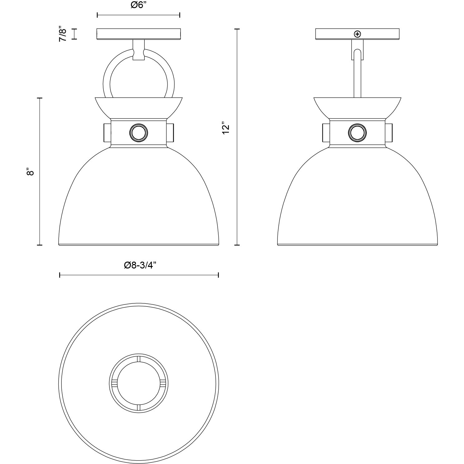 Alora Mood Waldo 1 Light 8.75 inch Aged Gold and Matte Black Semi-Flush Mount Ceiling Light