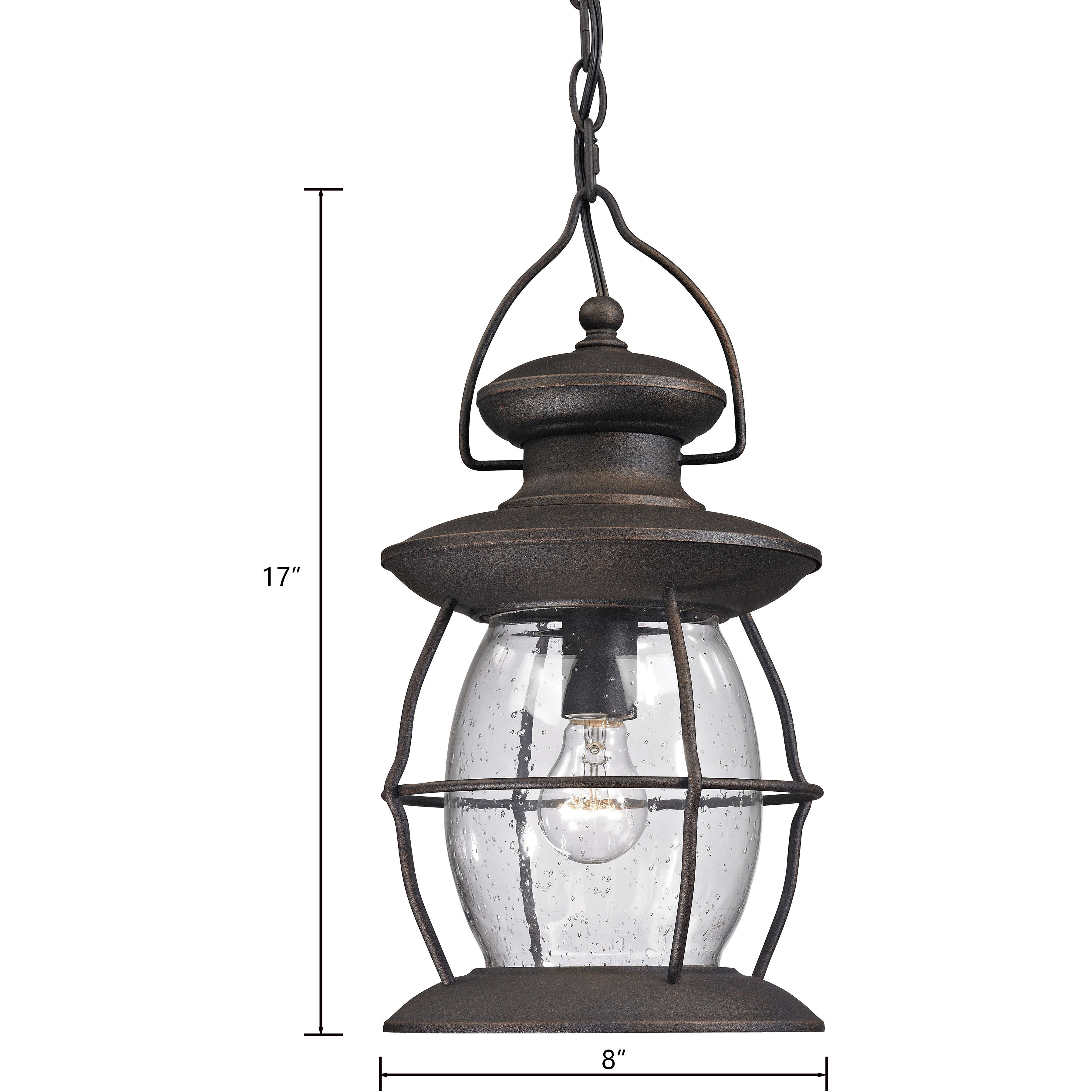 Village Lantern 1 Light 8 inch Weathered Charcoal Outdoor Pendant