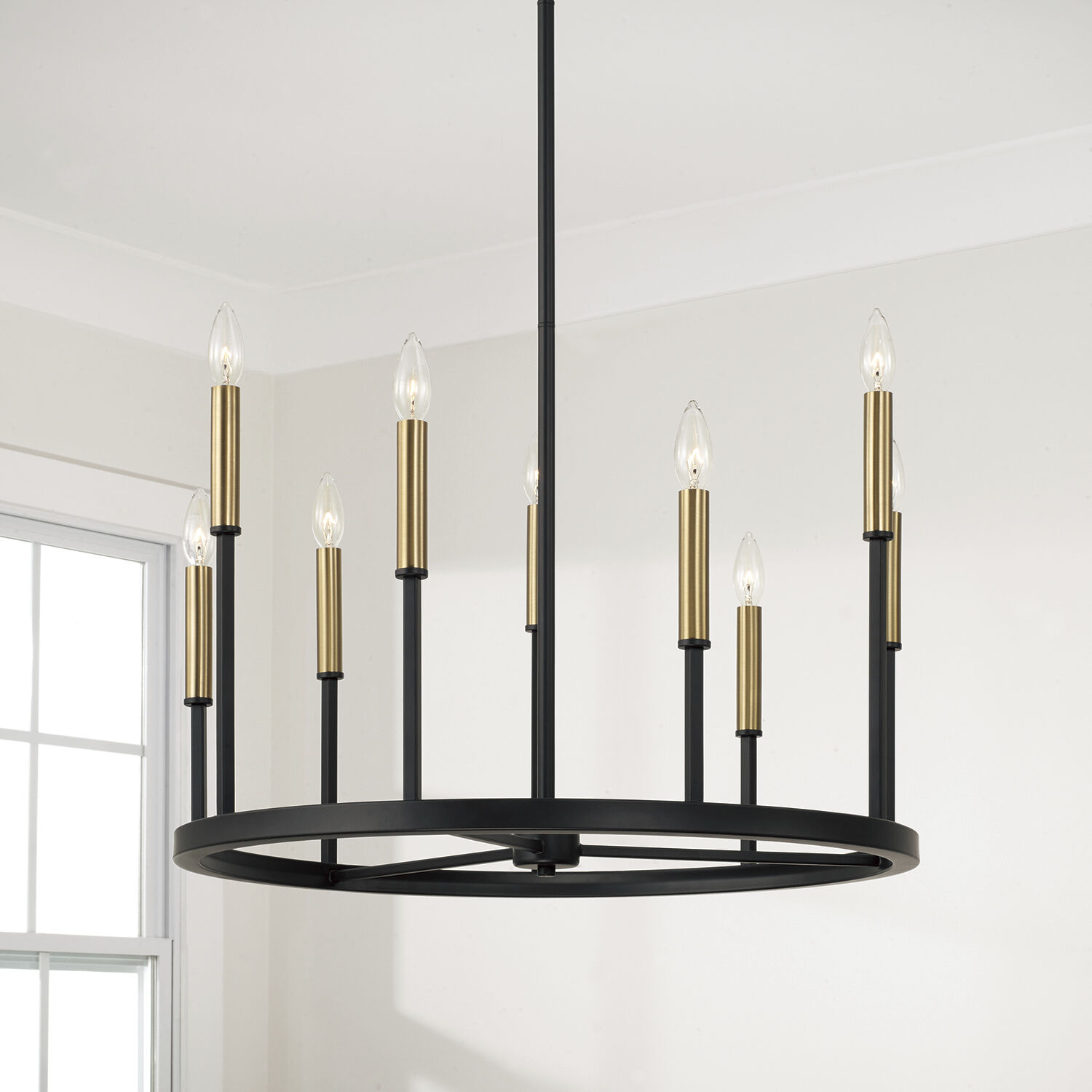 Davis 9 Light 26 inch Espresso and Brass Chandelier Ceiling Light