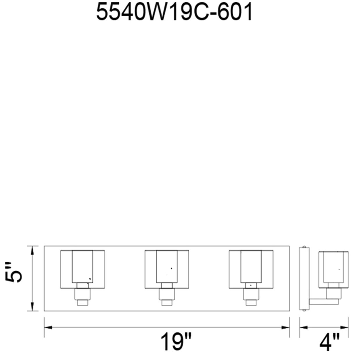 Tina 3 Light 19 inch Chrome Wall Light