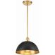 Soto 1 Light 12 inch Matte Black and Antique Gold Mini Pendant Ceiling Light