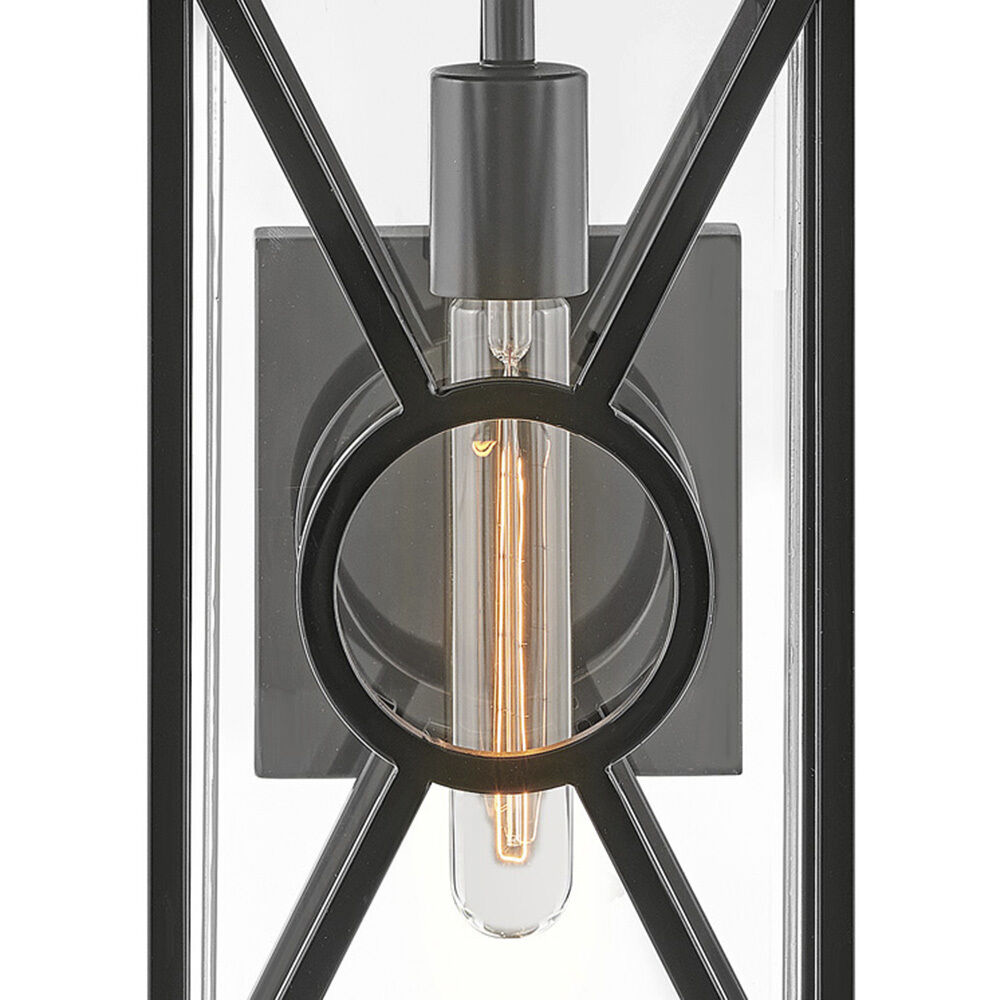 Coastal Elements Brixton Outdoor Wall Mount Lantern in Black, Small