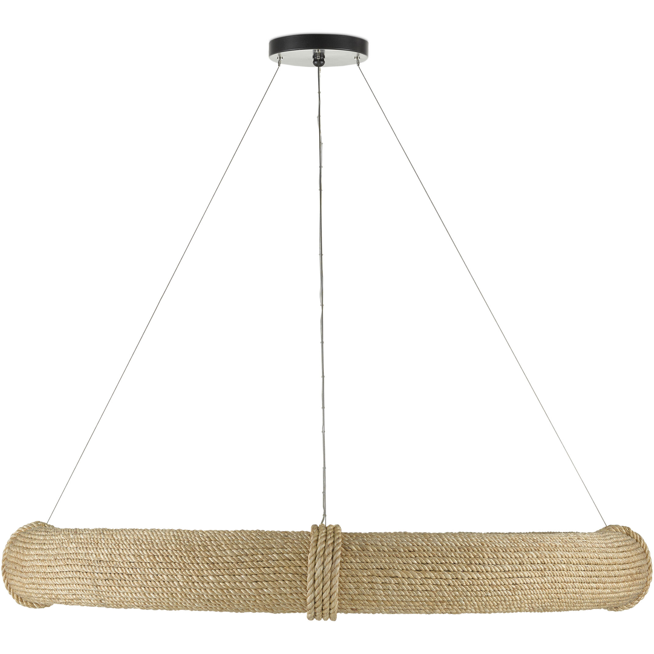 Portmeirion 12 Light 50 inch Satin Black/Abaca Rope Chandelier Ceiling Light, Large