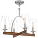 Birnamwood 4 Light 20 inch Koa Wood/Pewter Chandelier Ceiling Light, Convertible