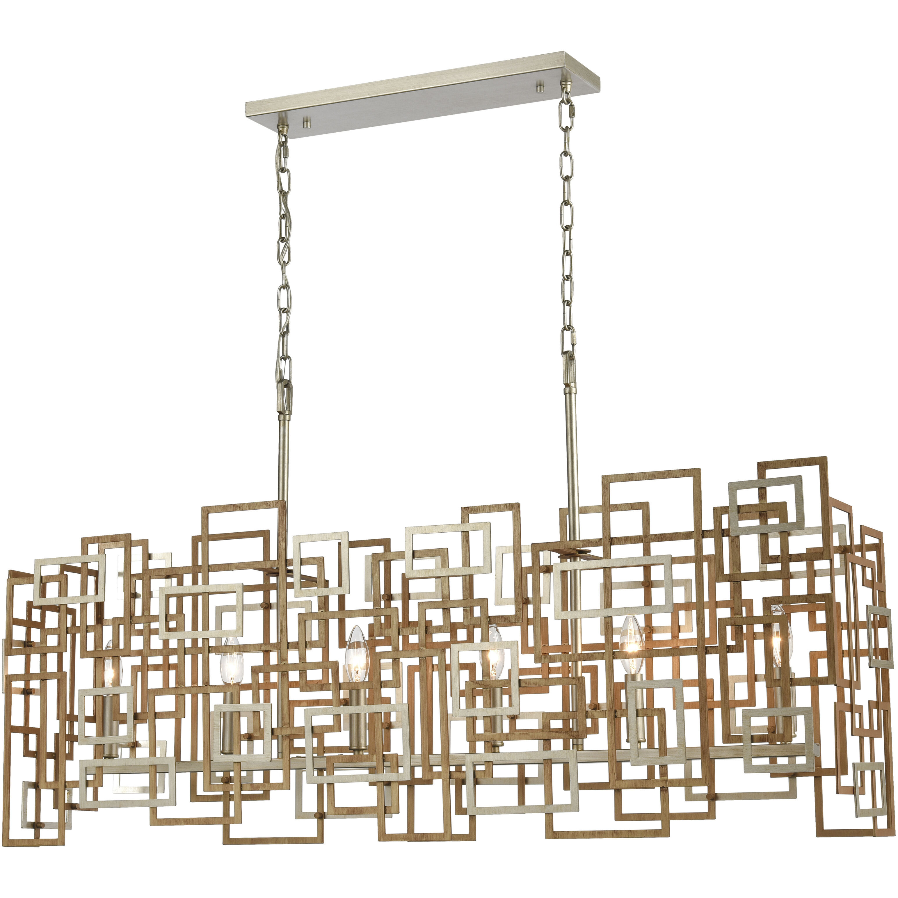 Gridlock 6 Light 44 inch Matte Gold Linear Chandelier Ceiling Light