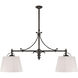 Chapman & Myers Sloane 4 Light 54 inch Bronze Double Shop Linear Pendant Ceiling Light in Linen