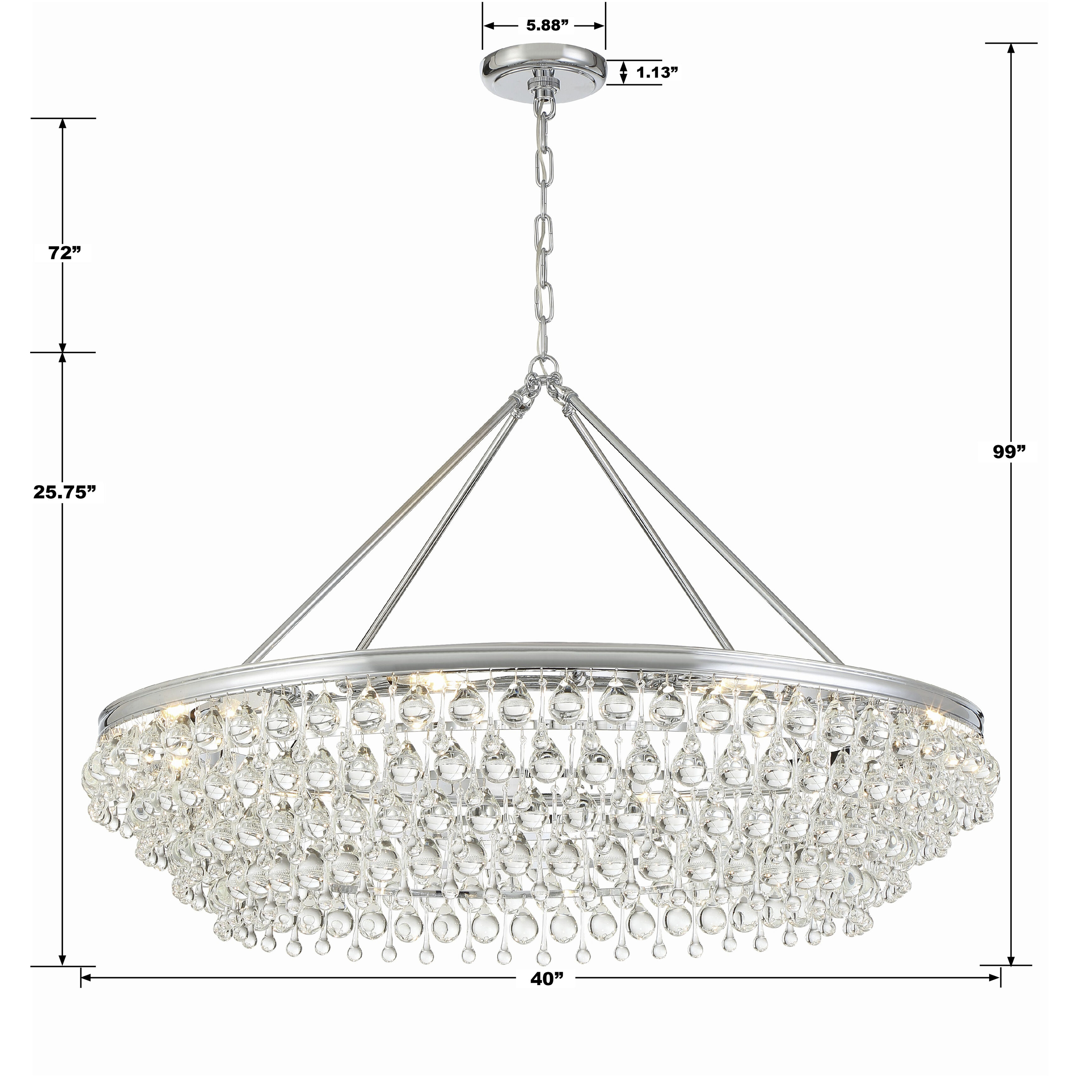 Calypso 8 Light 40 inch Polished Chrome Chandelier Ceiling Light