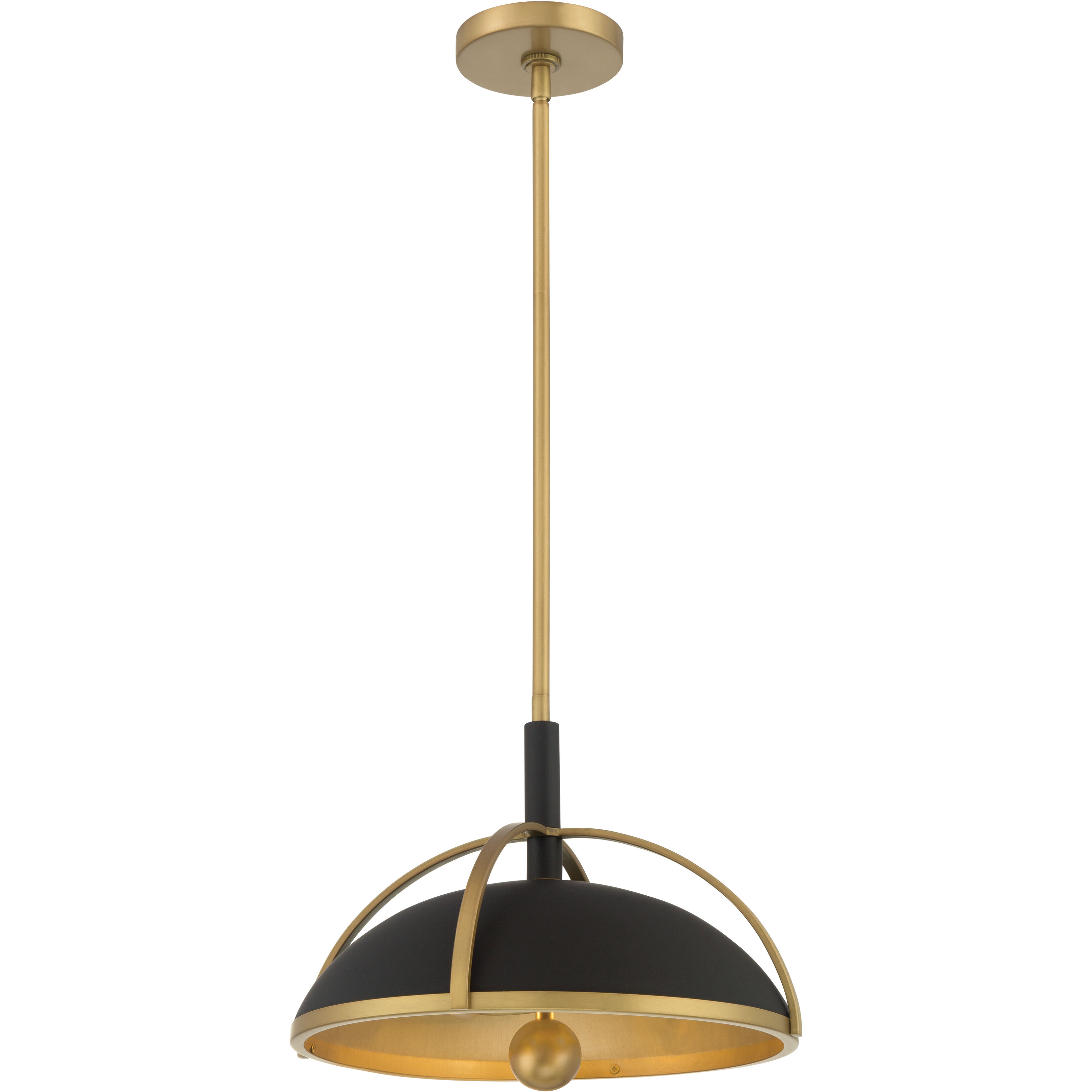 Yorkshire 2 Light 14 inch Dark Matte Black and Legacy Brass Pendant Ceiling Light