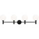 Cosmo 4 Light 36 inch Black Wall Sconce Wall Light in Black and Opal Glass