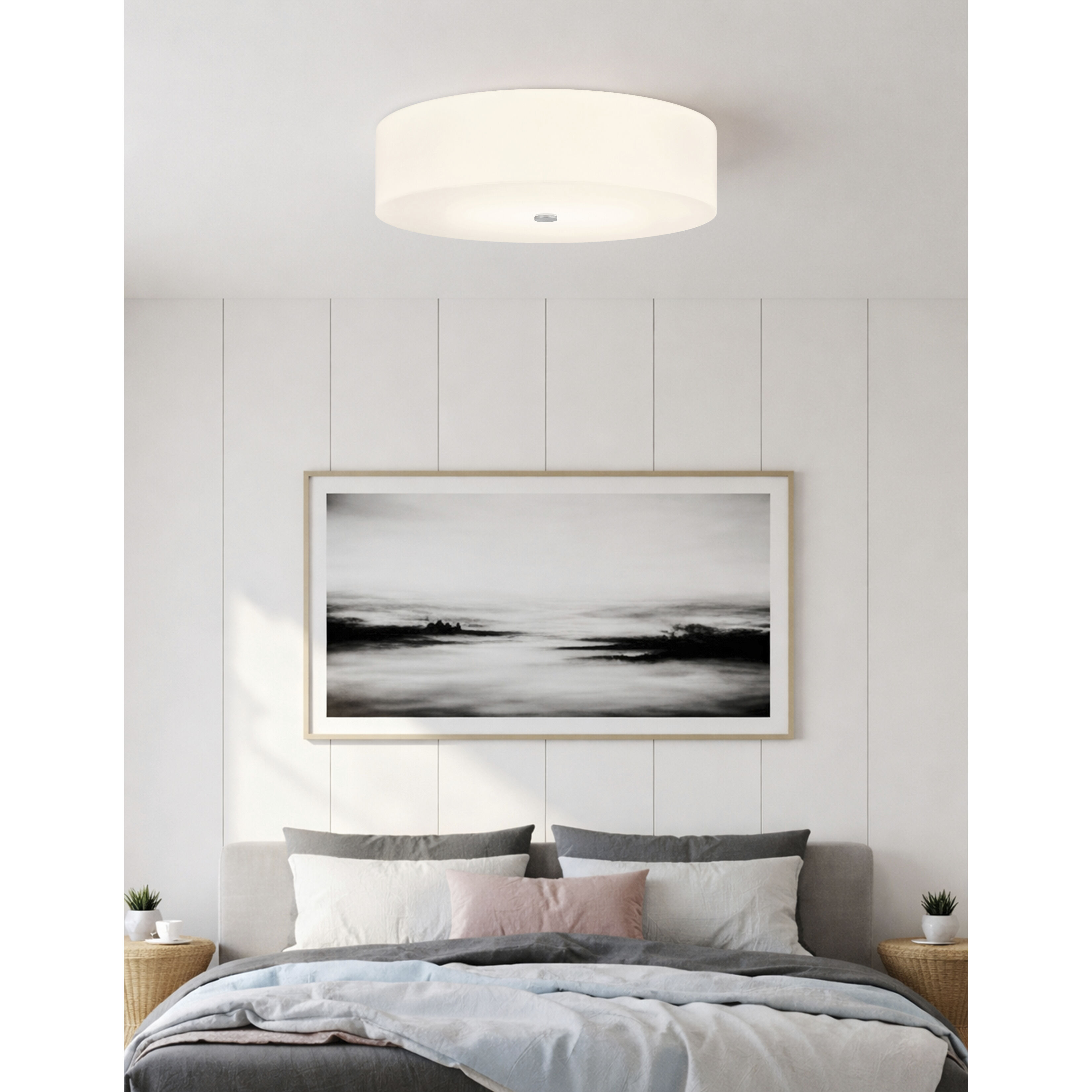 Acryluxe Collection - Classic Family 6 Light 30 inch Brushed Nickel Flush-Mount Ceiling Light in 30" D x 30" W x 7.5" H, EVOLV