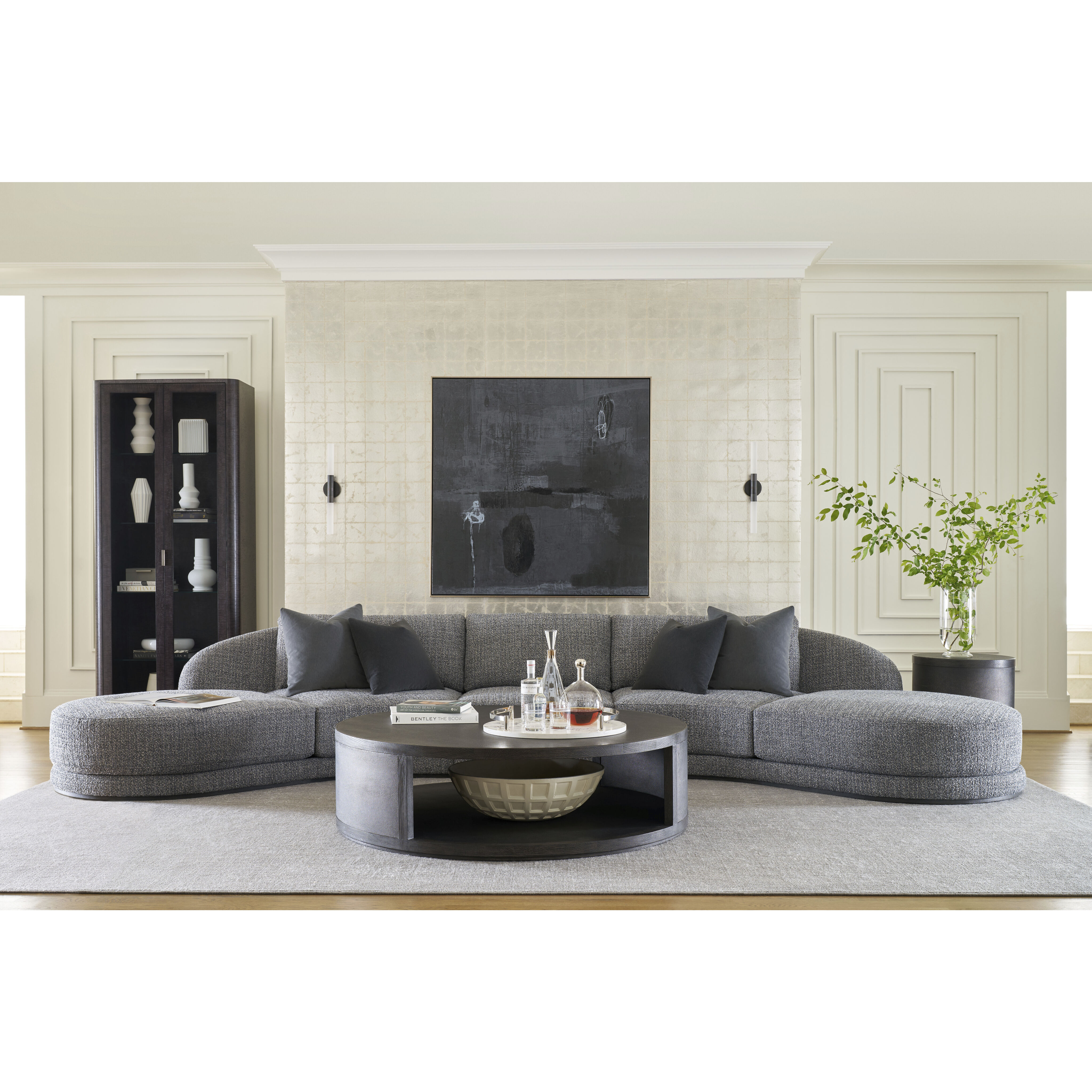 Kesden Silent Black Curio Cabinet, Wooden with Glass