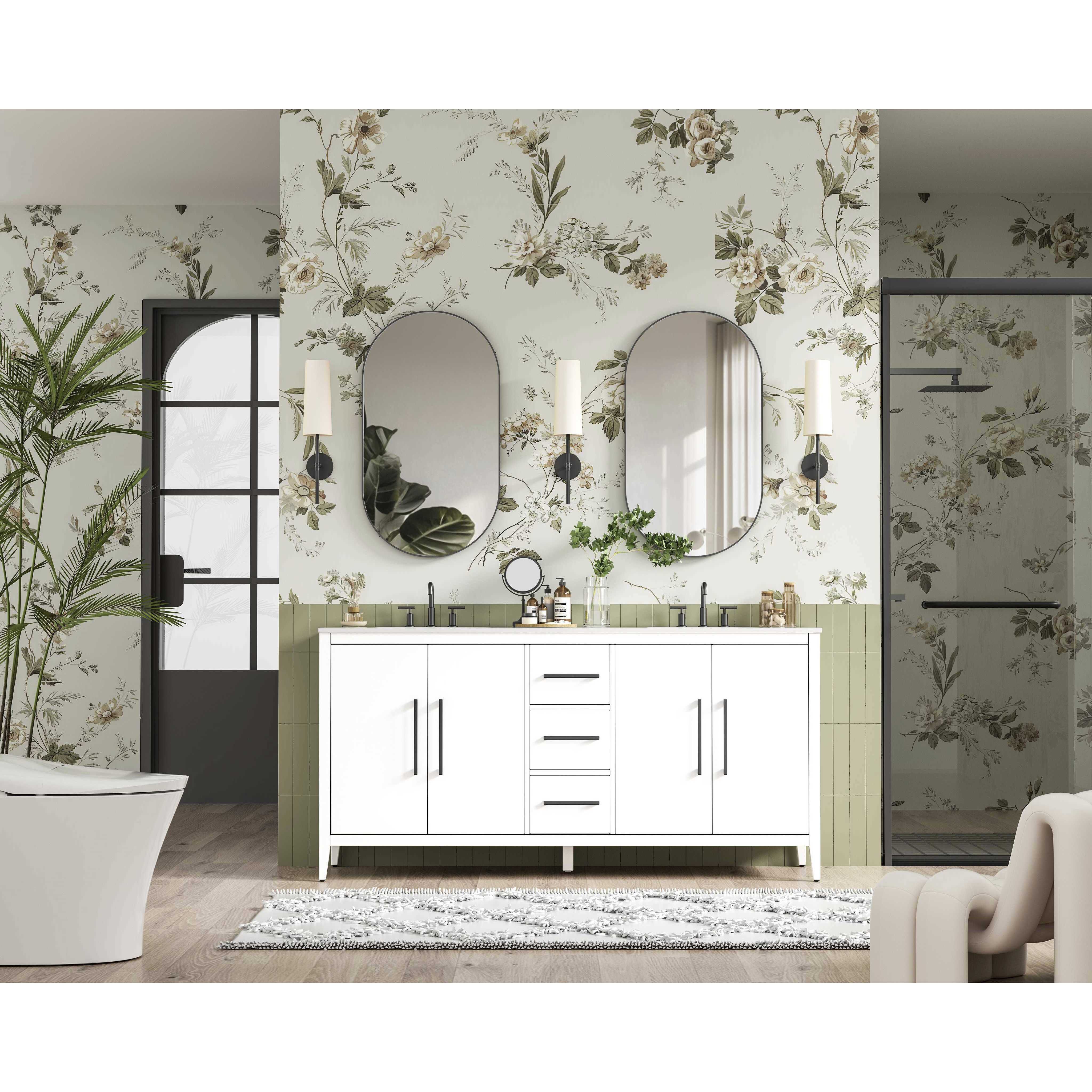 Millie 72 X 35 inch White Bathroom Vanity Cabinet