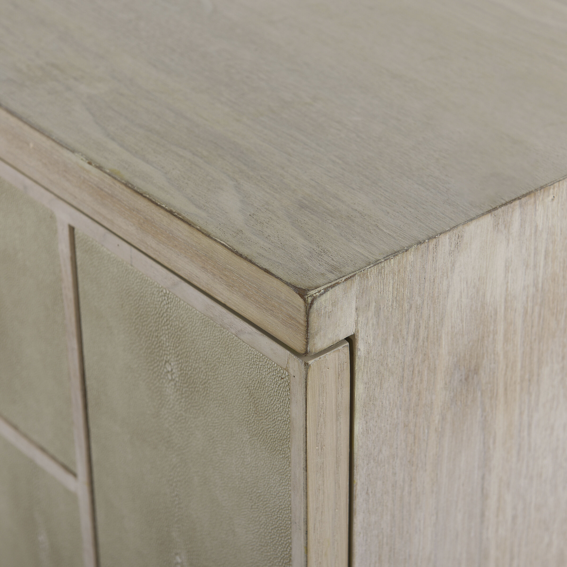 Adeline Light Cream and Faux Shagreen and Light Maple Cabinet