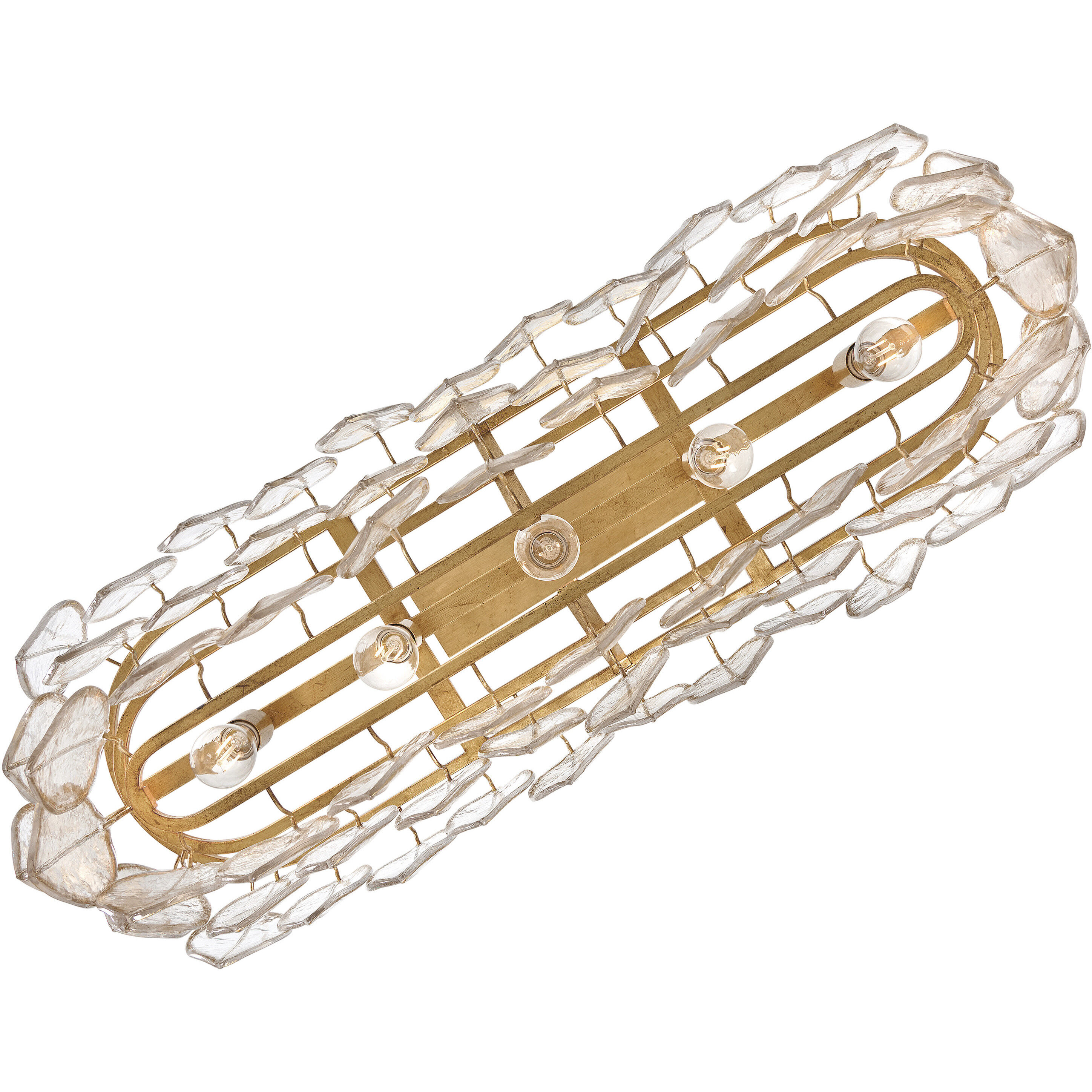 Amira 5 Light 45 inch Distressed Brass Interior Hanging Light Ceiling Light