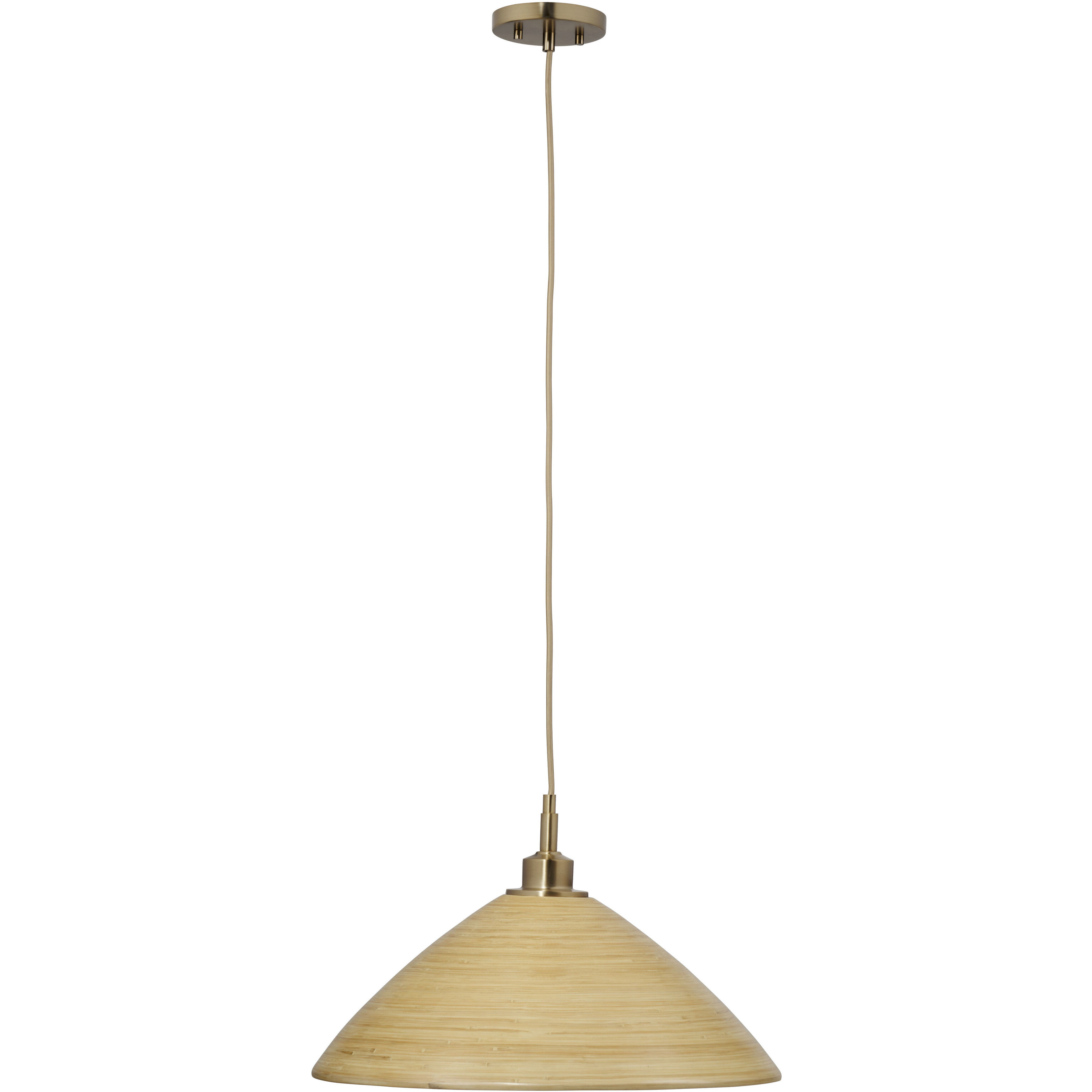 Spun 1 Light 20 inch Antique Brass Pendant Ceiling Light, Inline