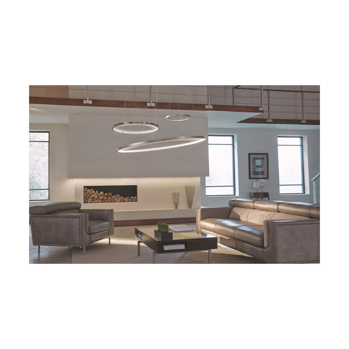 Interlace Suspension Light Ceiling Light in Satin Nickel, LED 80 CRI 2700K, Integrated LED