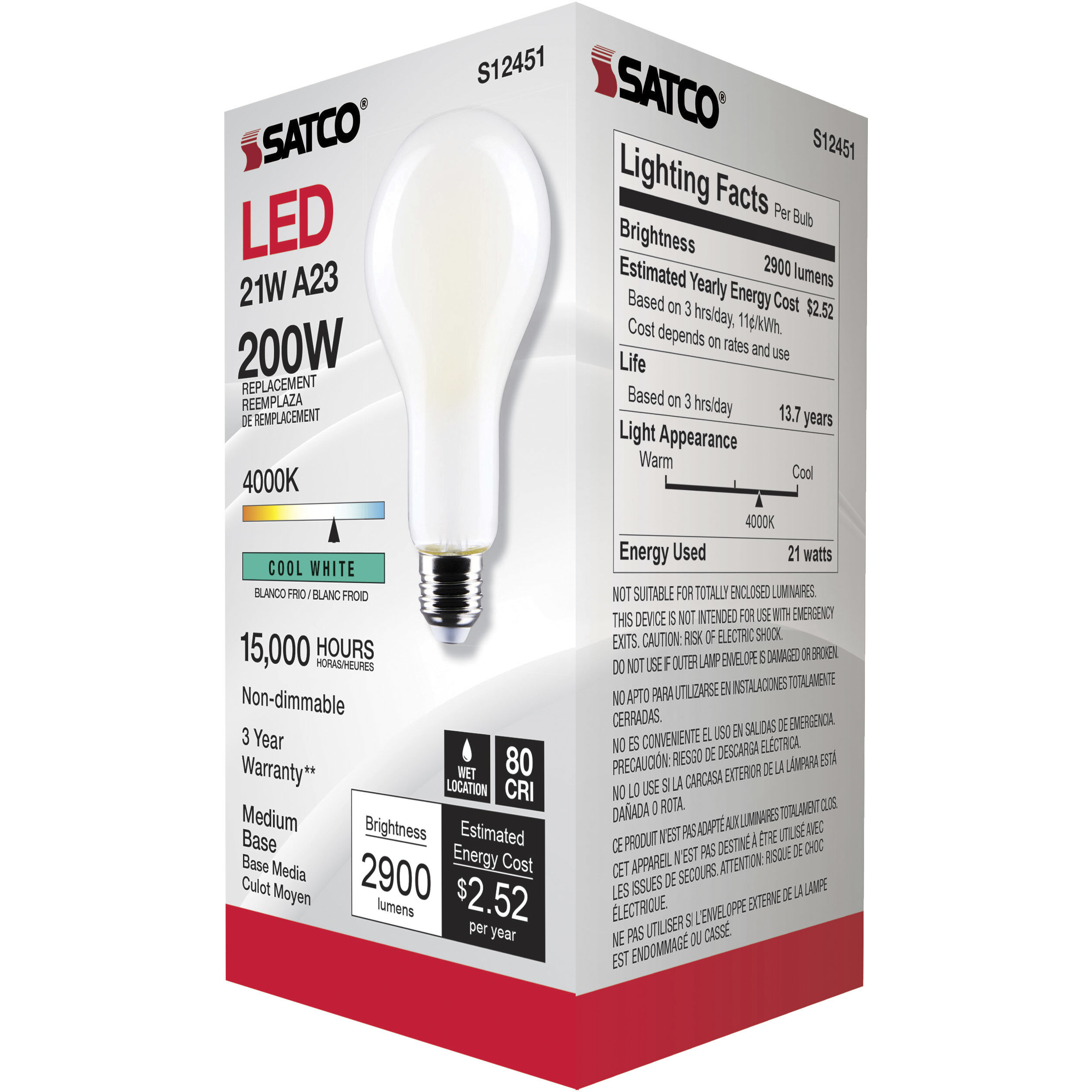 Lumos LED Medium Type A23 21.00 watt 4000K Light Bulb