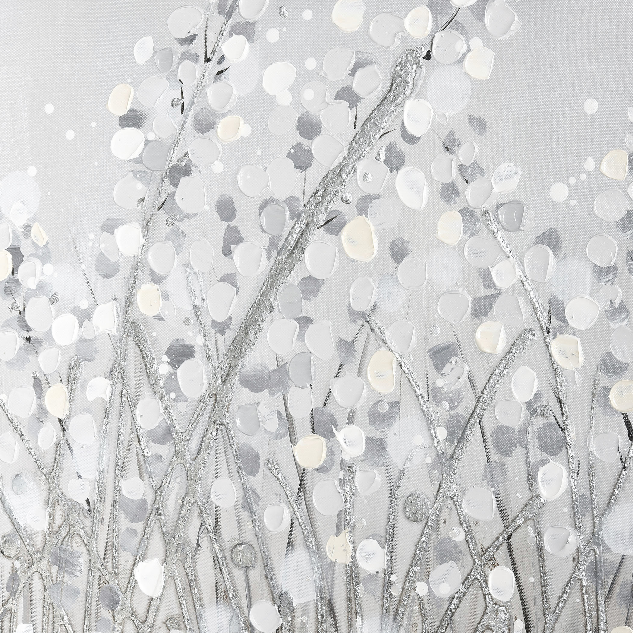 Meadow Mist Gray with White and Silver Framed Wall Art, Set of 2