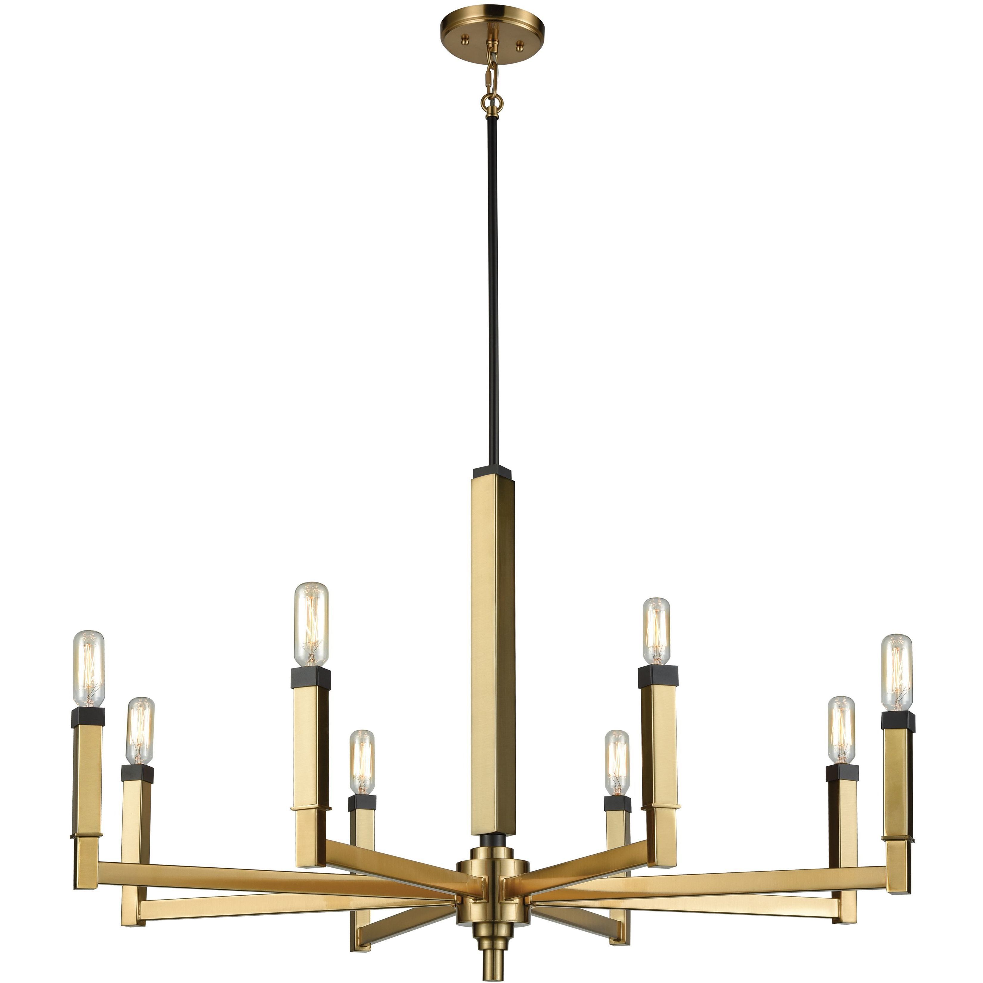 Mandeville 8 Light 31 inch Satin Brass with Oil Rubbed Bronze Chandelier Ceiling Light
