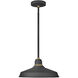 Foundry Classic 1 Light 16 inch Textured Black with Brass Outdoor Pendant Barn Light