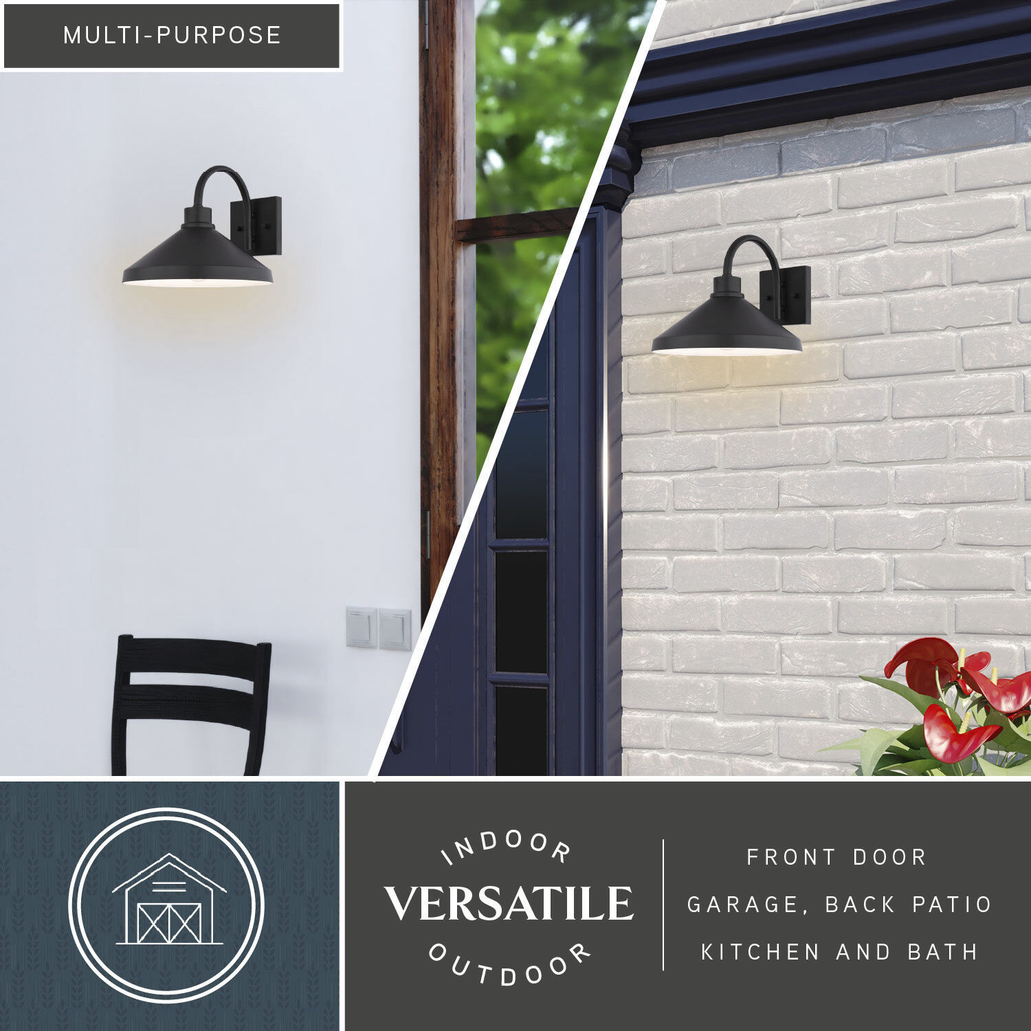 Highland Park 1 Light 9.5 inch Matte Black and White Outdoor Wall