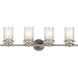 Brinley 4 Light 32 inch Brushed Nickel Wall Mt Bath 4 Arm Wall Light