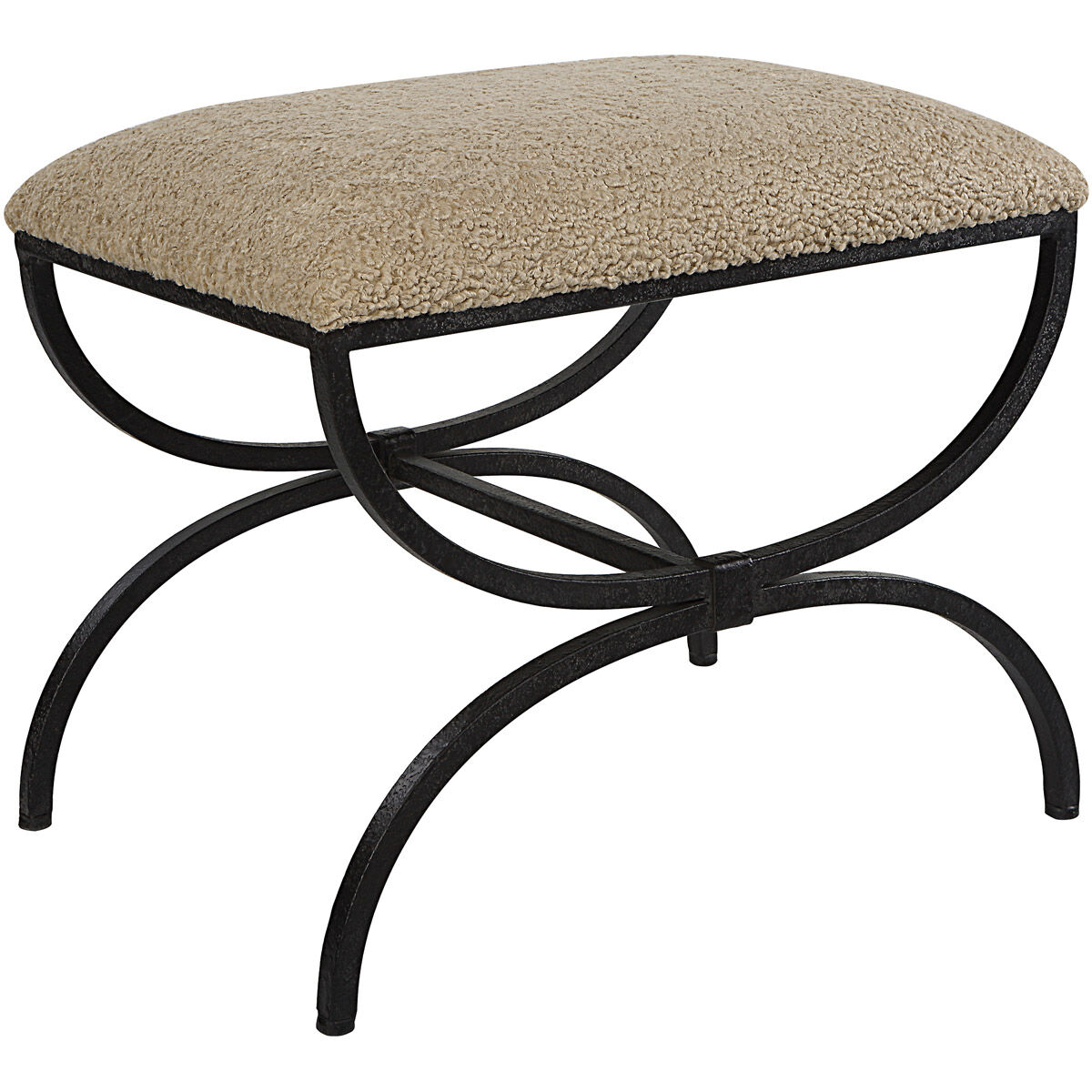 Hacienda Aged Black with Latte Faux Shearling Bench