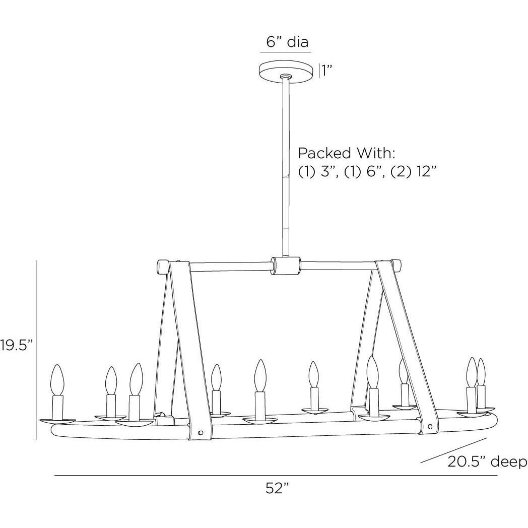 Englewood 10 Light 52 inch Antique Brass Linear Chandelier Ceiling Light