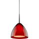 Rainbow LED 4.5 inch Matte Chrome Small Pendant Ceiling Light in Red Glass