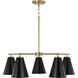 Charlie 5 Light 28 inch Matte Brass Chandelier Ceiling Light in Matte Black with White Interior