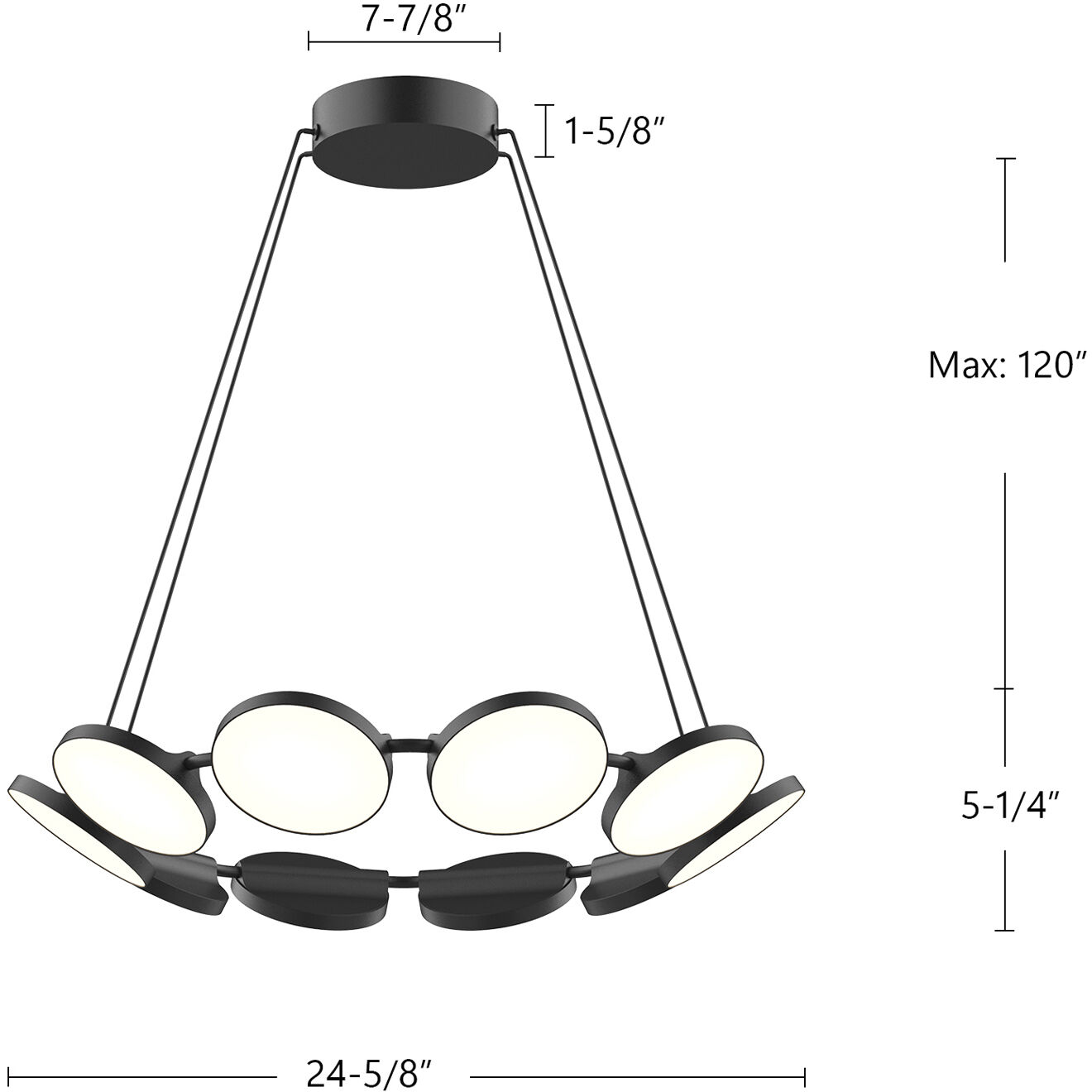 Novel LED 24.63 inch Black Chandelier Ceiling Light