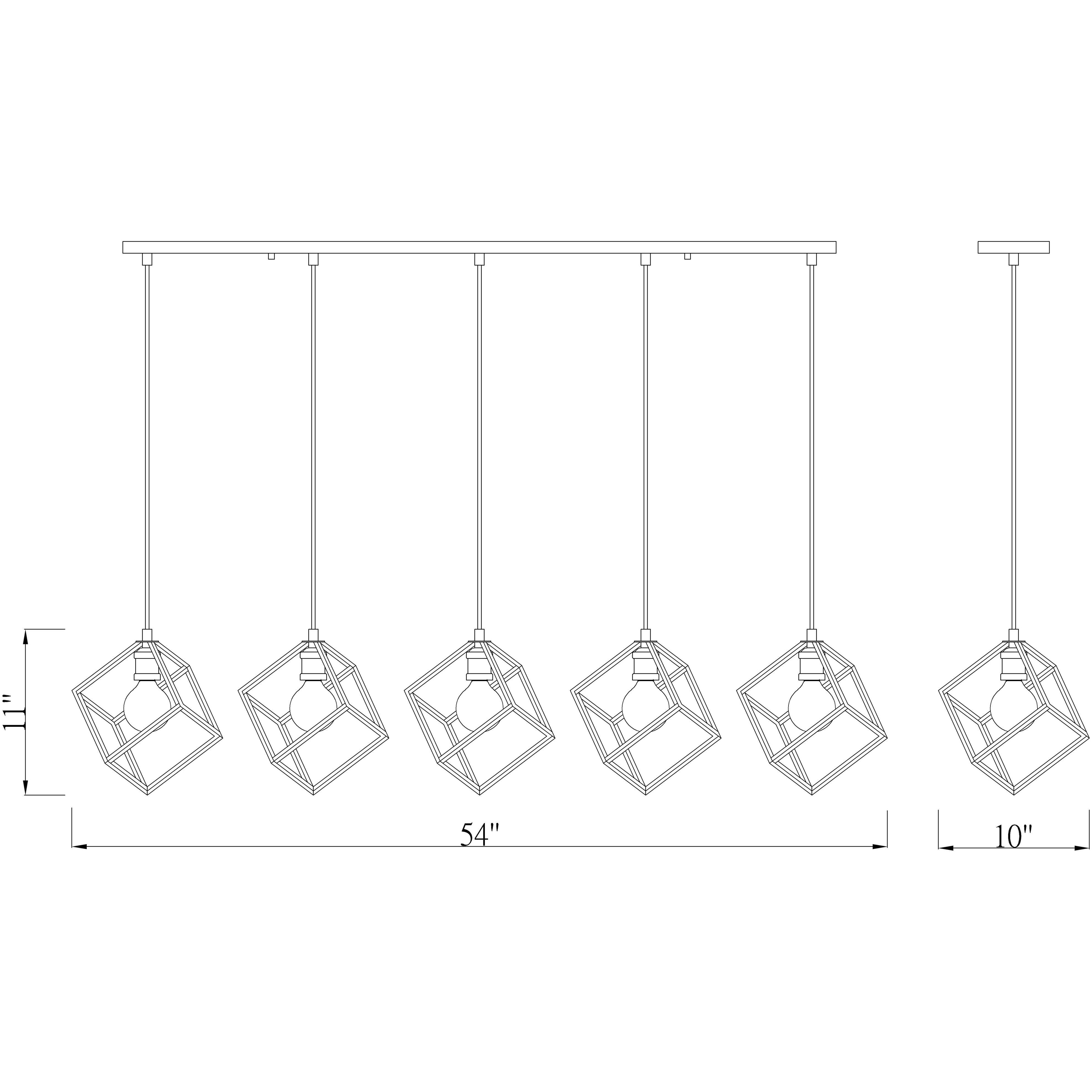 Vertical 5 Light 54 inch Matte Black and Brushed Nickel Linear Chandelier Ceiling Light