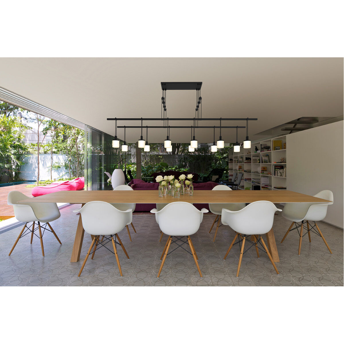 Suspenders LED 48 inch Satin Black Pendant Ceiling Light 