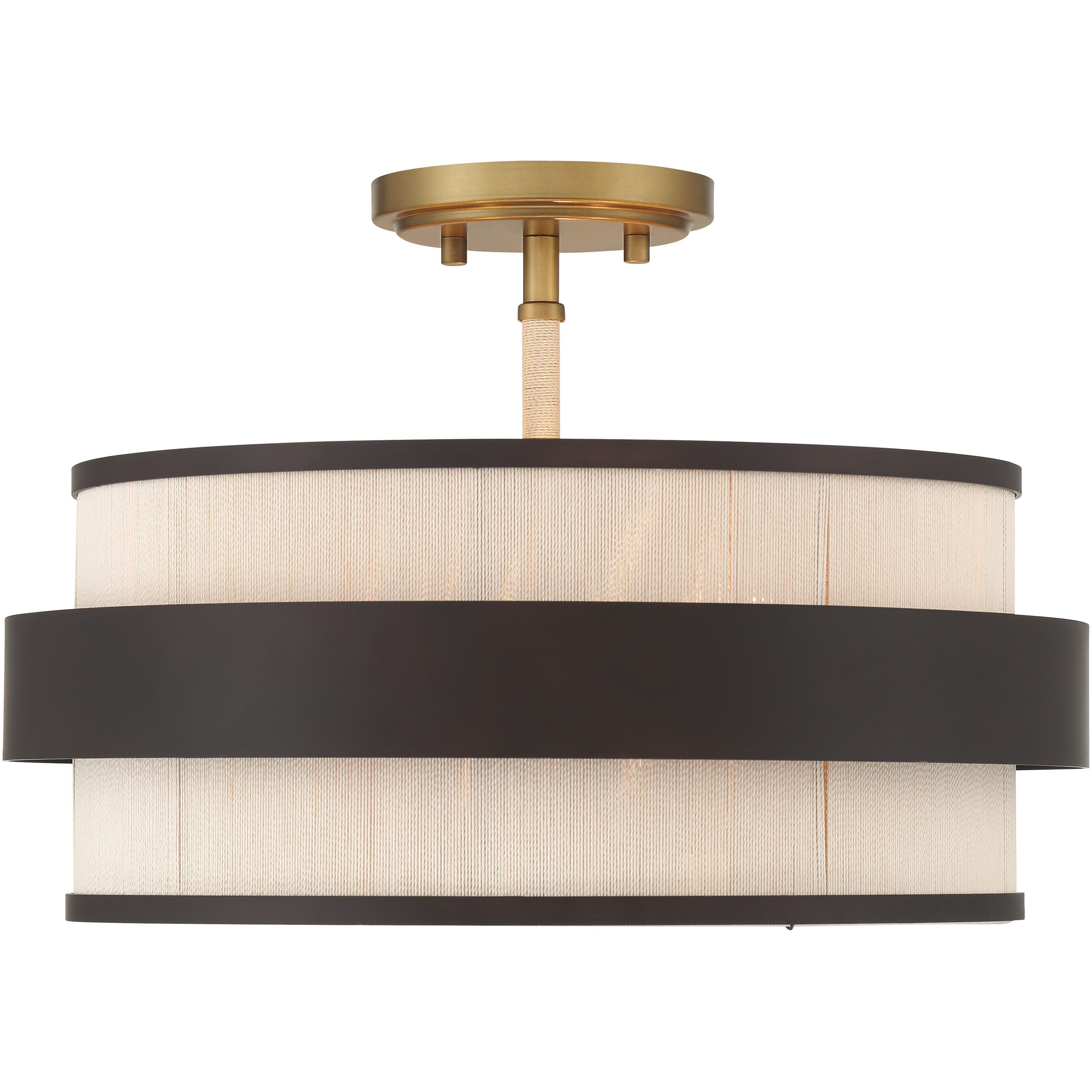Harbor Wrap 3 Light 16 inch Legacy Brass and Dark Bronze Semi Flush Ceiling Light