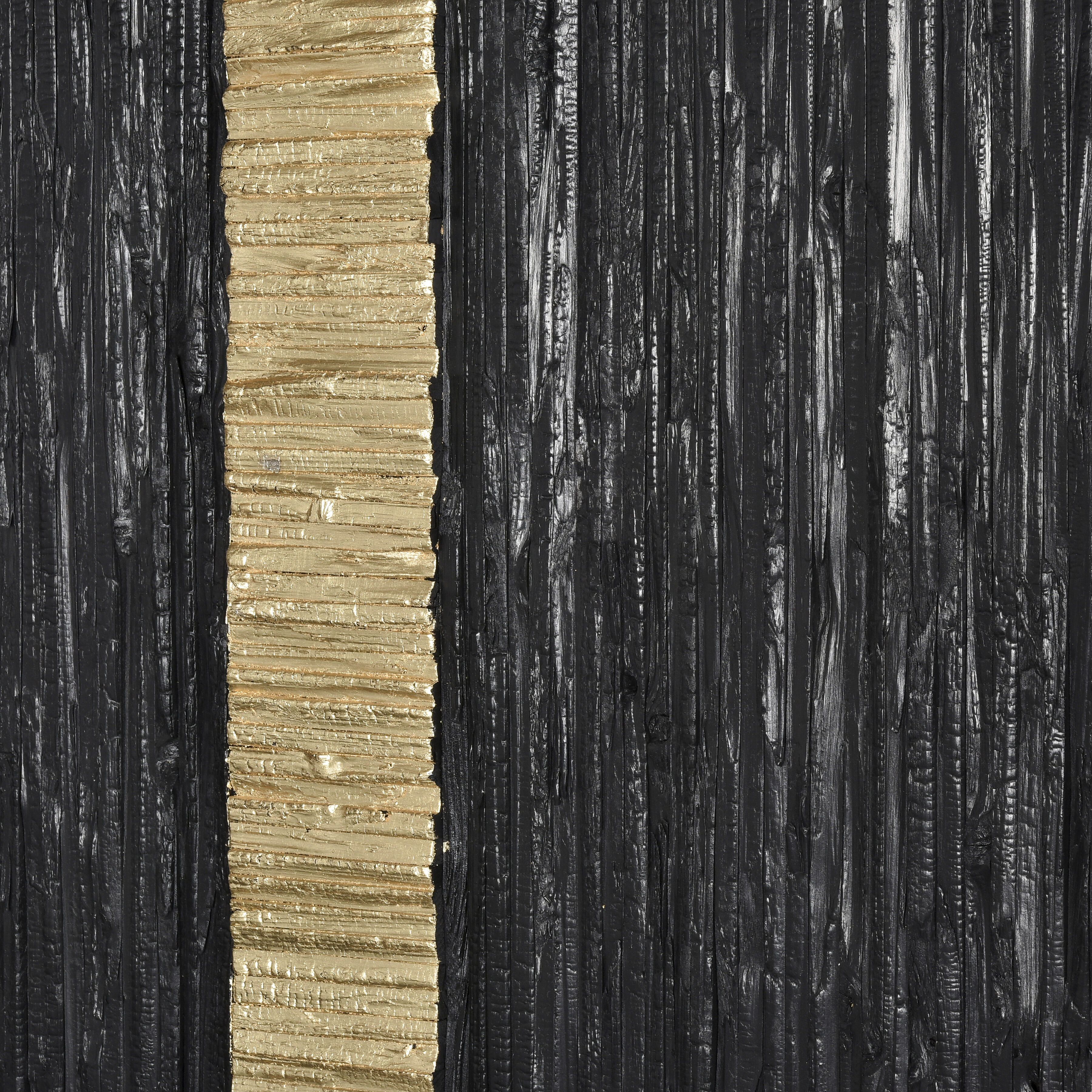 Stripe Wood Black with Gold Dimensional Wall Art