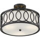 Graham 3 Light 15 inch Matte Black Semi Flush Ceiling Light