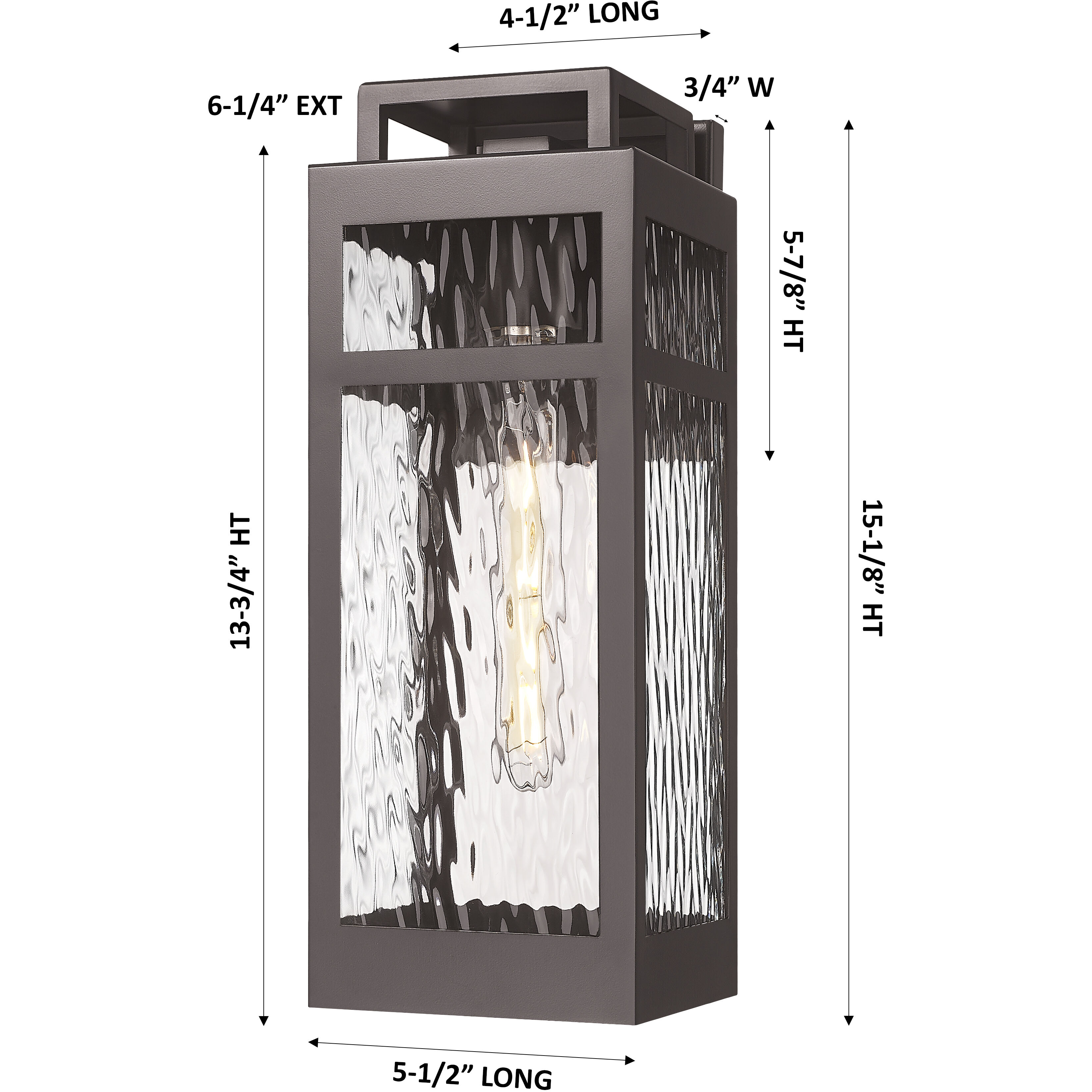 Ridgeway 1 Light 15.13 inch Bronze Outdoor Sconce in Waterglass