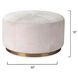 Thackeray 16 inch White Hide & Antique Brass Metal Round Pouf