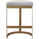 Ivanna 26 inch Antique Gold Leaf and Off-White Linen Counter Stool