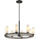 Fusion Collection - Tilburg Family 8 Light 32.5 inch Matte Black and Brass and Opal Chandelier Ceiling Light in 32.5" D x 32.5" W x 18" H, EVOLV