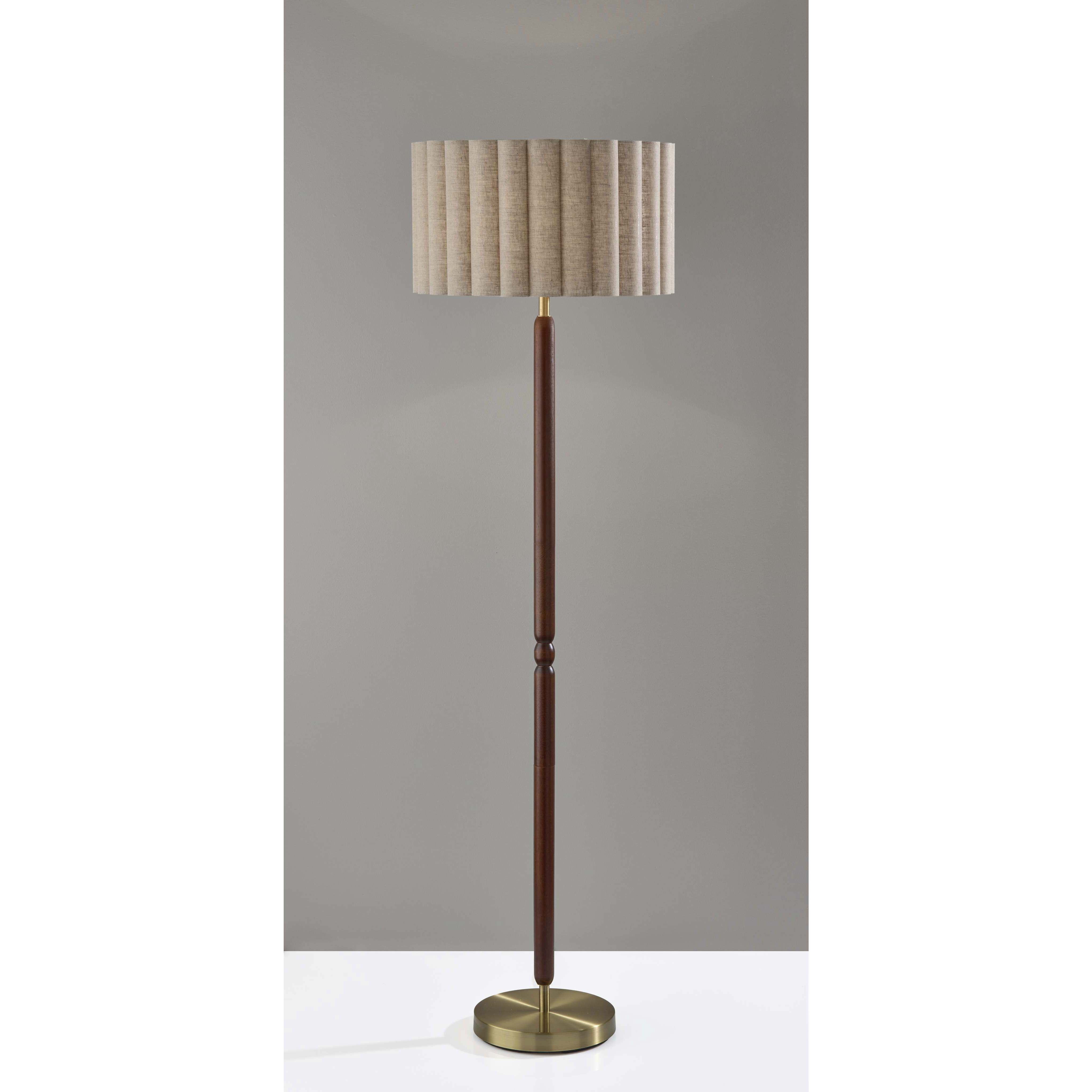 Laine 62.5 inch 100.00 watt Antique Brass Walnut Floor Lamp Portable Light