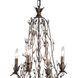 Sagemore 12 Light 37 inch Bronzed Rust with Clear Chandelier Ceiling Light