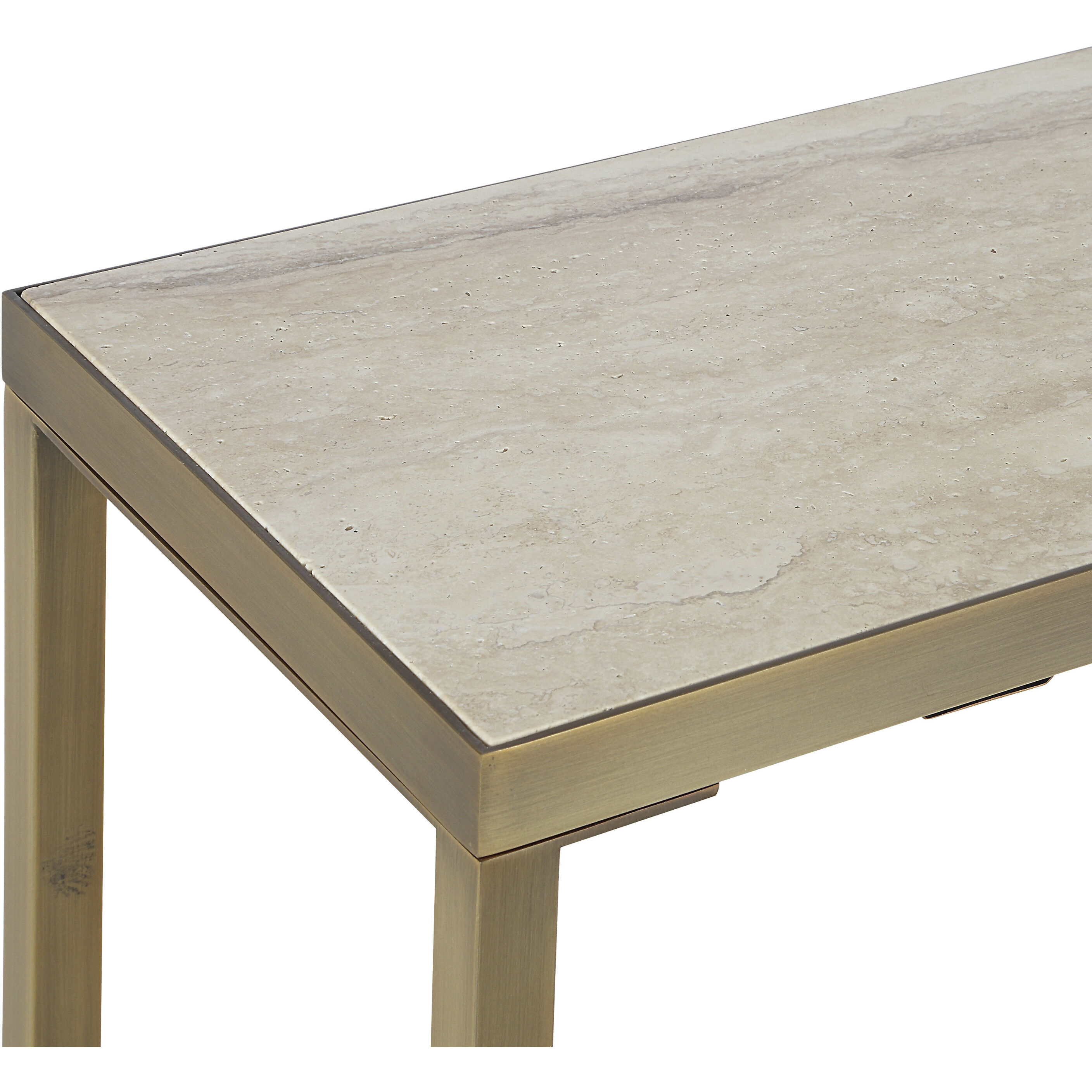 Bodin 30 inch Antique Brushed Brass and Natural Console Table